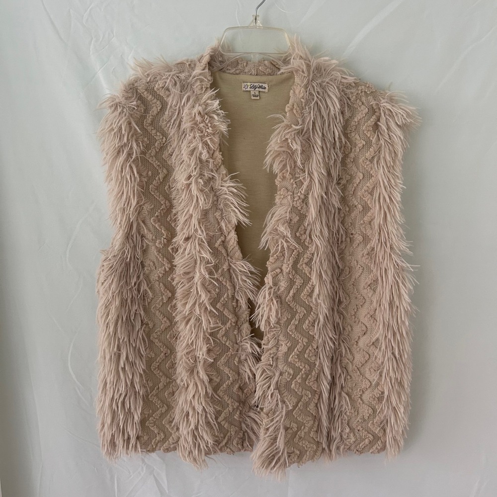 Ellysia Faux‎ Fur Vest Sleeveless Textured Knit Boho Chic Festival Layering